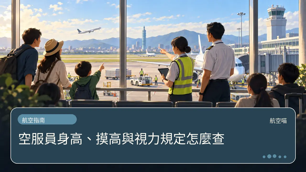 空服員身高、摸高與視力規定怎麼查主題插畫