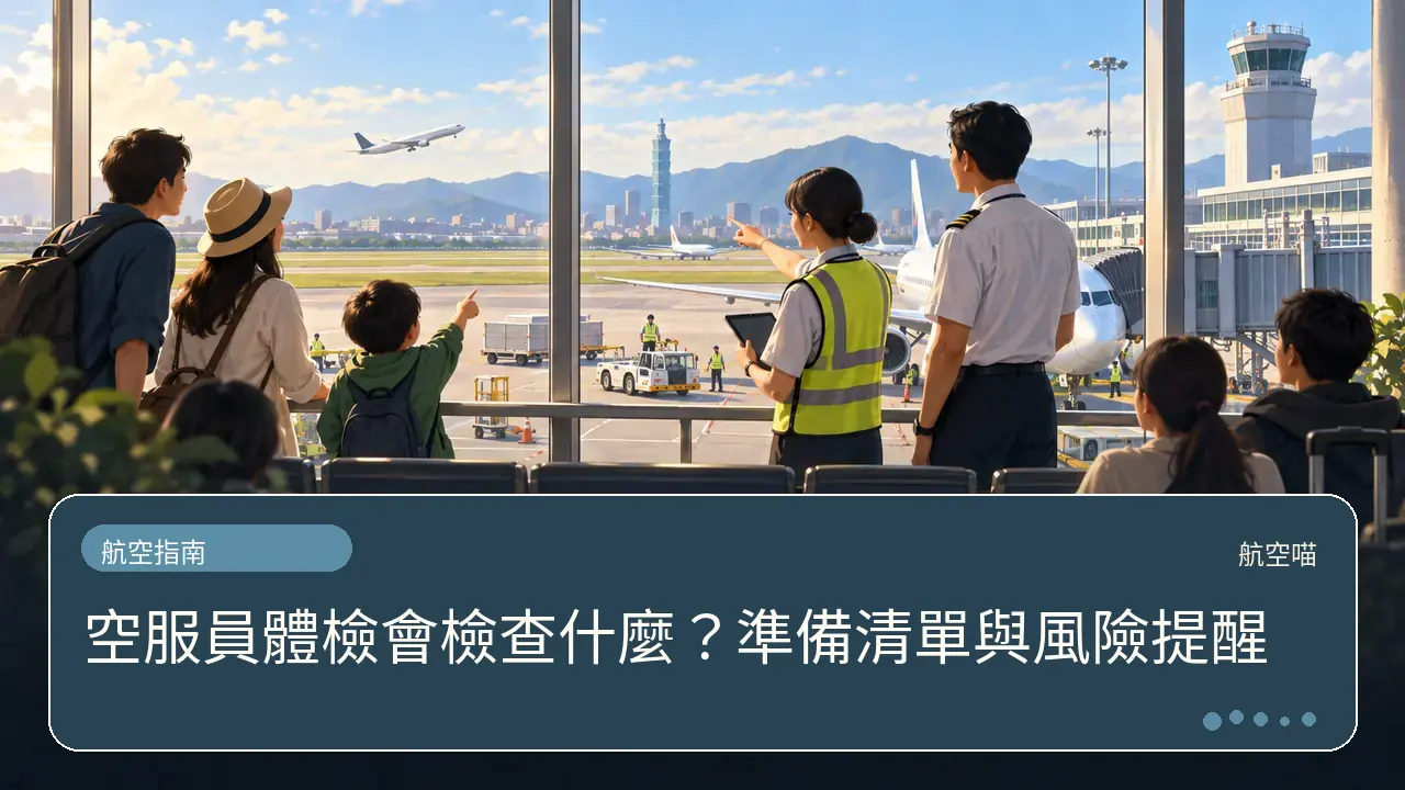空服員體檢會檢查什麼?準備清單與風險提醒主題插畫