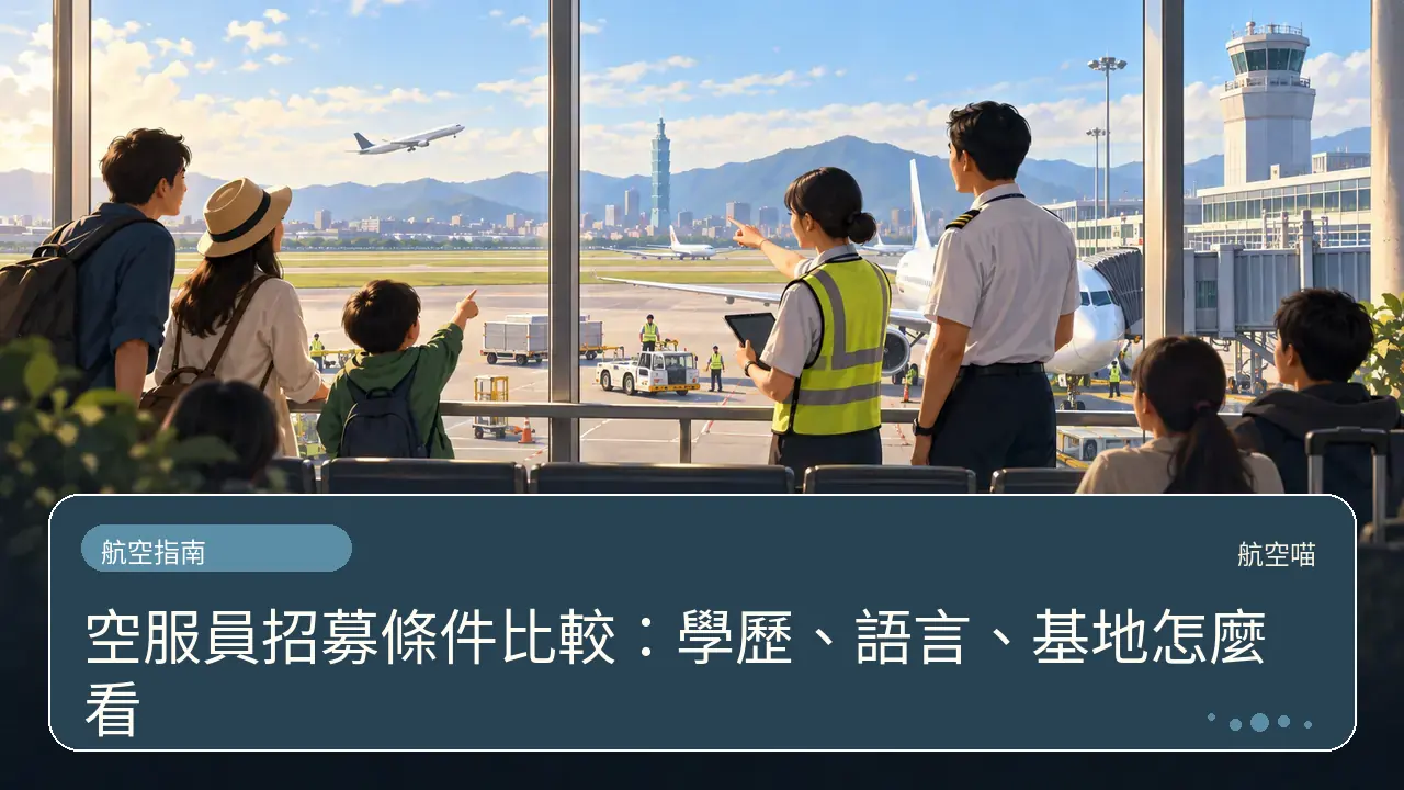 空服員招募條件比較：學歷、語言、基地怎麼看主題插畫